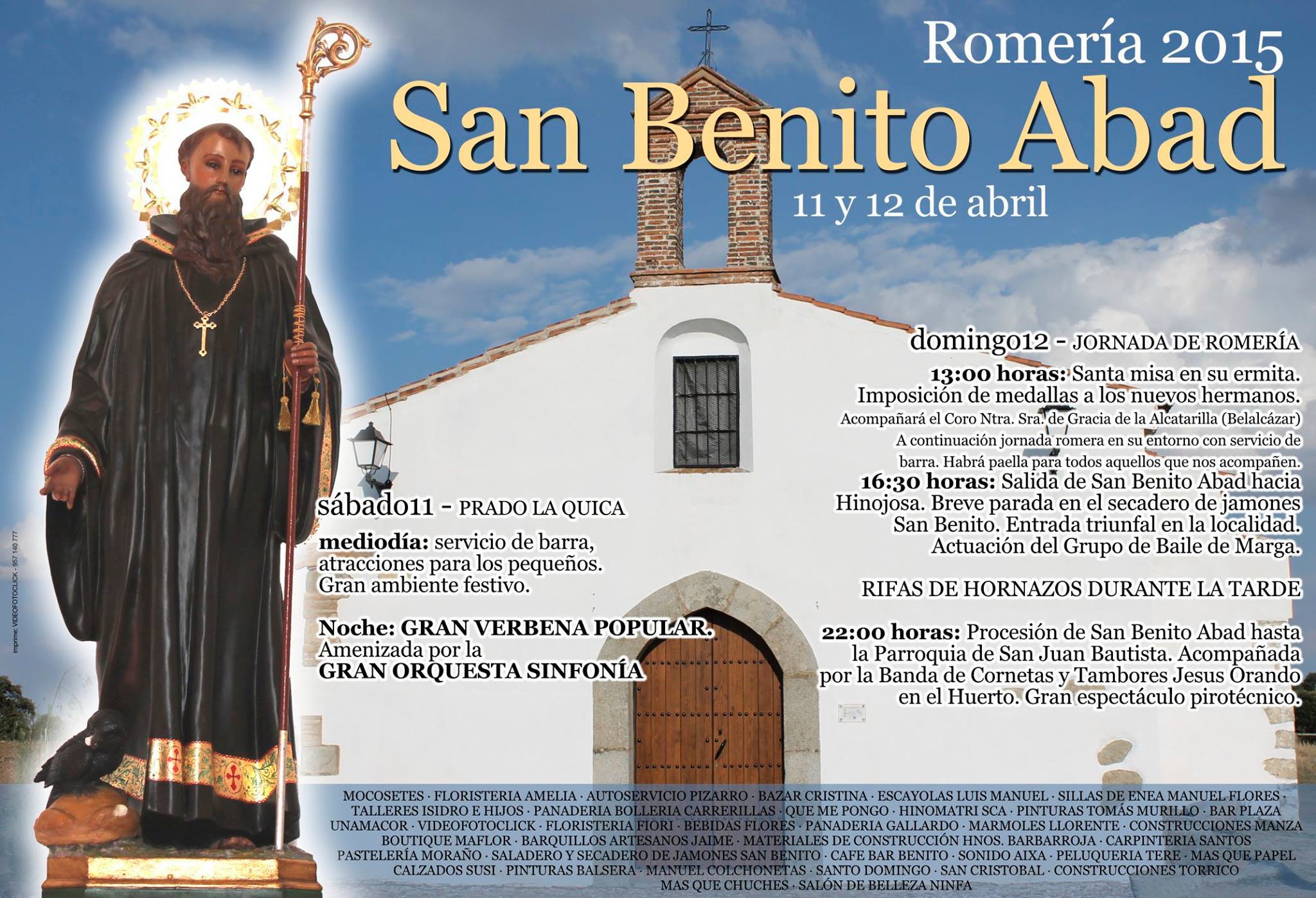 Cartel de Despedida de honor y Romería a San Benito abad 2015